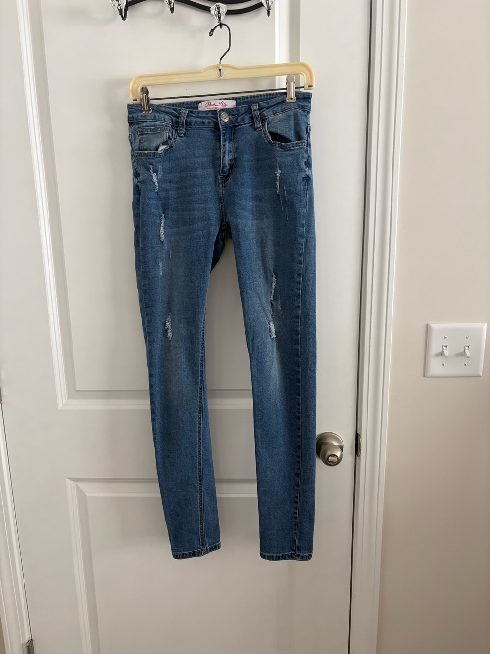 Pink Lily Blue Skinny Distressed Jeans